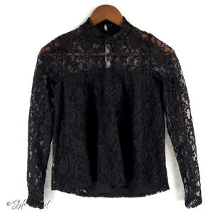 Abercrombie & Fitch Lace Black Romantic Floral Long Sleeve Dark Coquette Size XS